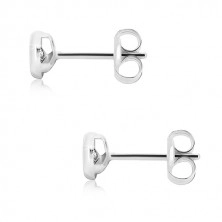 White 9K gold studs - glossy band and clear round zircon