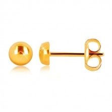 Yellow 9K gold earrings - circle with glossy surface, studs