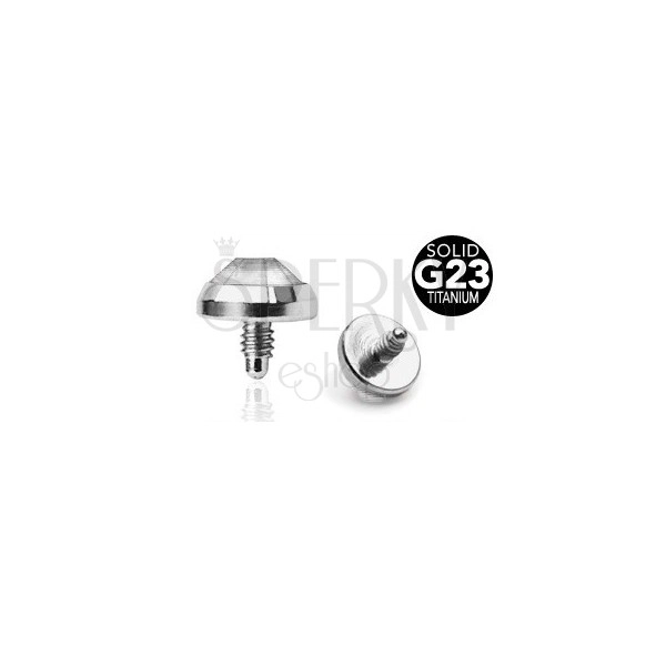 Spare implant head made of G23 titanium - clear round zircon, 5 mm