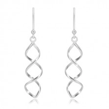 925 silver hanging earrings - glossy double spiral, Afrohook