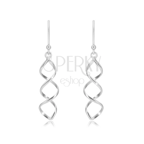925 silver hanging earrings - glossy double spiral, Afrohook