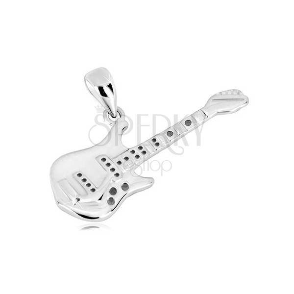 925 silver pendant - detailed shaping of a bass guitar, glossy surface