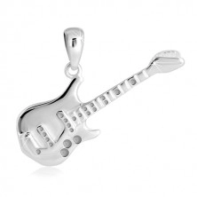925 silver pendant - detailed shaping of a bass guitar, glossy surface