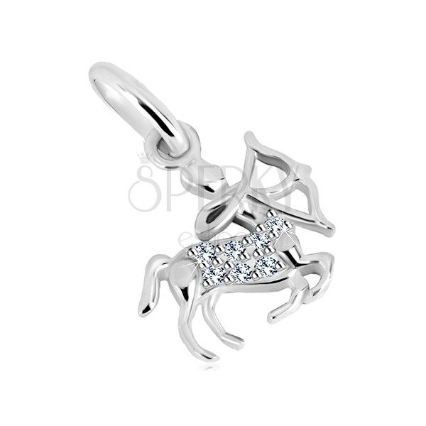 925 silver pendant - Centaur with long-bow and zircons, zodiac sign SAGITTARIUS