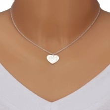 925 silver necklace - symmetric heart, dandelion blow, inscription "Mom"