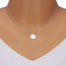 925 silver necklace - glossy circle, matte circle with heart cut-out 
