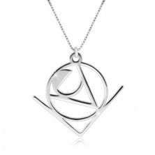 925 silver necklace - word "Love" with abstract geometric motif