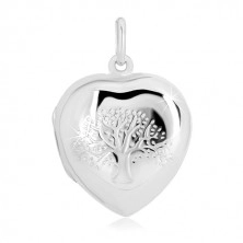 925 silver medallion - symmetric heart with fine engraving, tree of life