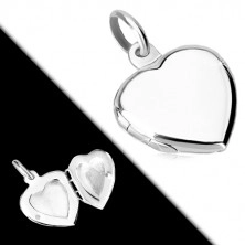 925 silver pendant - flat medallion, symmetric heart with glossy surface