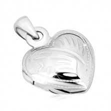 925 silver pendant - medallion, symmetric heart with decorative cuts