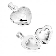 925 silver pendant - medallion, symmetric heart with decorative cuts