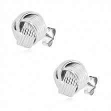 925 silver earrings - glossy spatial knot with narrow lines, studs