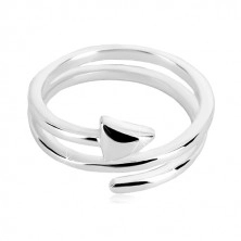 925 siver ring - narrow arrow curled into spiral, glossy surface