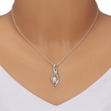 925 silver necklace - number eight, wavy ribbons with synthetic pearl, chain