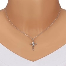 925 silver necklace - glossy cross with symbol of infinity, clear diamonds