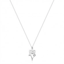 925 silver necklace - carved angel, heart with clear diamond