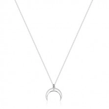 Brilliant necklace, 925 silver - inverted halfmoon with clear diamond