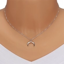 Brilliant necklace, 925 silver - inverted halfmoon with clear diamond