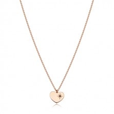 925 silver set of pink-gold colour - bracelet and necklace, heart with Polaris and diamond