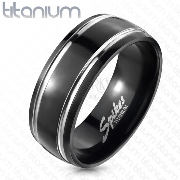 Titanium ring, two lines