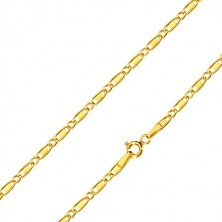 14K gold chain - oval rings, obling rings with rectangle, 550 mm