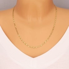 14K gold chain - oval rings, obling rings with rectangle, 550 mm