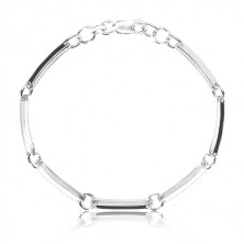 925 silver bracelet - narrow glossy links joined with circles