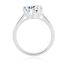 925 silver ring - narrow arms, triangles and transparent zircon, 8 mm