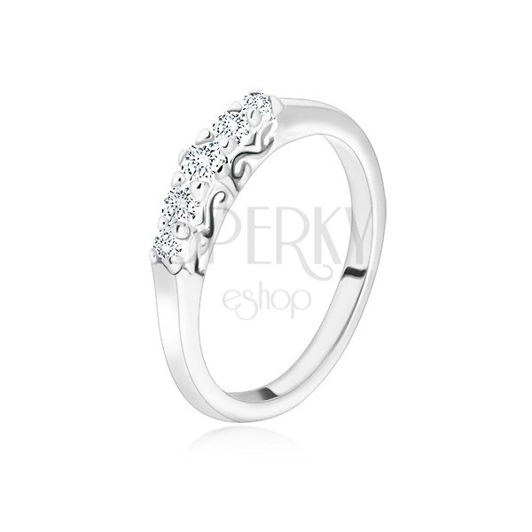 925 silver ring - glittery line of clear round zircons, twisted esses