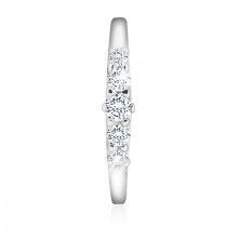 925 silver ring - glittery line of clear round zircons, twisted esses