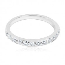 Set of silver rings - a wedding ring with with a glittery half, ring with a zircon
