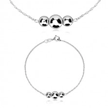 Silver 925 three-set - spiral chain, smooth glossy balls