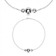 925 silver three-set - chain of oval rings, smooth glossy balls
