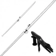 Three-set - double chain, smooth glossy balls, 925 silver