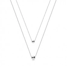 Three-set - double chain, smooth glossy balls, 925 silver
