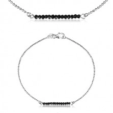 925 silver bracelet - cut zircons of black colour and bead chain