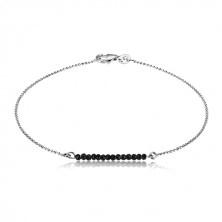 925 silver bracelet - cut zircons of black colour and bead chain