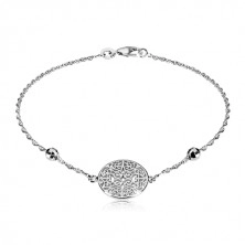 925 silver bracelet - circle carved with ornaments, cut balls