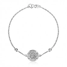 925 silver bracelet - circle carved with ornaments, cut balls