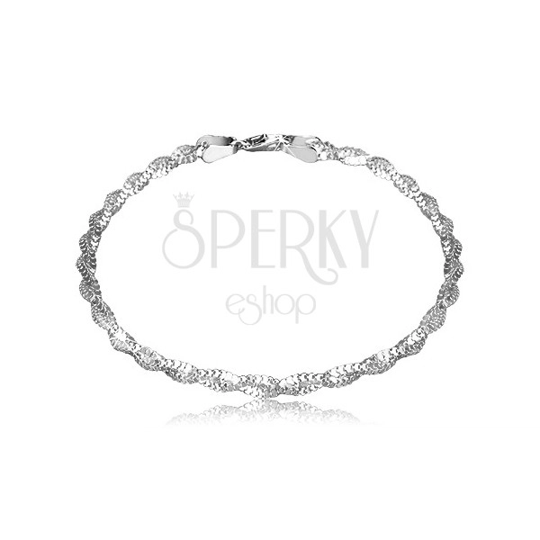 925 silver bracelet - two chains enmeshed together, glittery surface