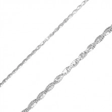 925 silver bracelet - two chains enmeshed together, glittery surface
