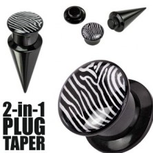 Black plug an taper with zebra motive