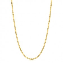 Yellow 585 gold chain - oval rings with cuts and rectangle, 550 mm