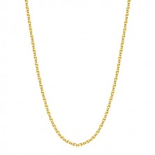 Yellow 585 gold chain - oval rings, oblong rings with stellular motif, 500 mm