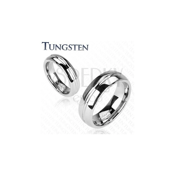 Tungsten ring - engraved central line