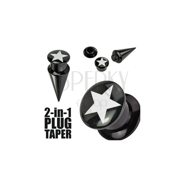 Black plug and taper with star - 2 in 1