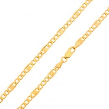 Gold chain - three oval eyelets, link with Greek key, 600 mm