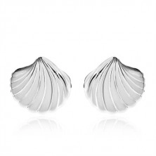 925 silver earrings - glossy shell with cuts, studs