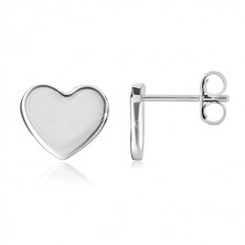 925 silver earrings - glittery heart and letter U, stud fastening