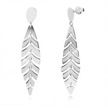 925 silver earrings - glossy feather, inverted tear, studs